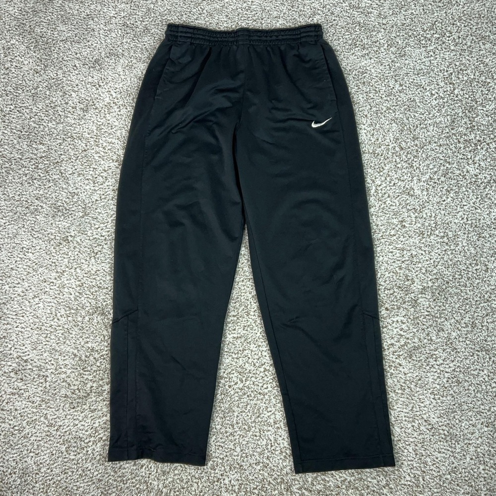 Nike Pants Mens 2XL Black Woven Track Pants Zip Ankle Running Gym Athletic Logo